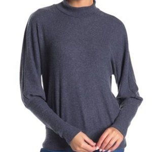 ❤️ Michael Stars Mock Neck Dolman Sleeve Ribbed Top Colonial Blue